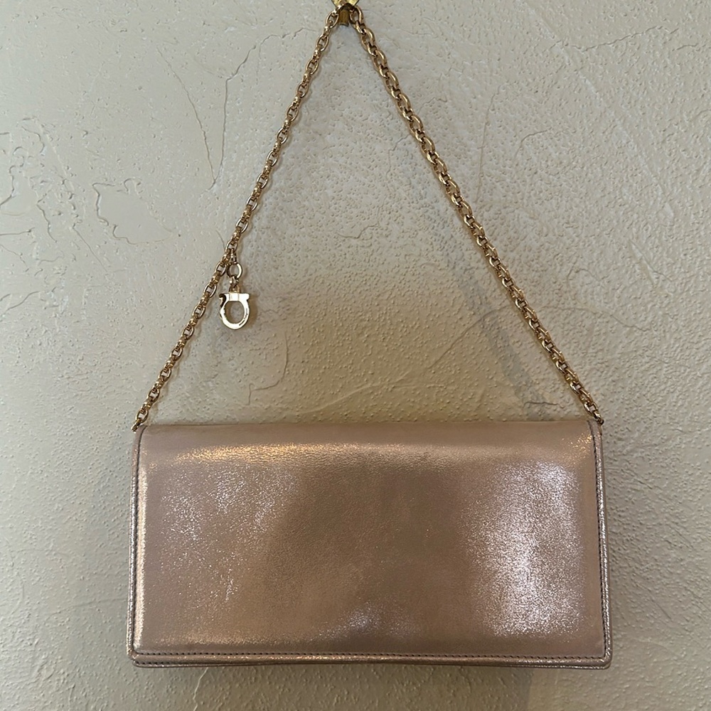 Salvatore Ferragamo clutch bag with removable shoulder chain